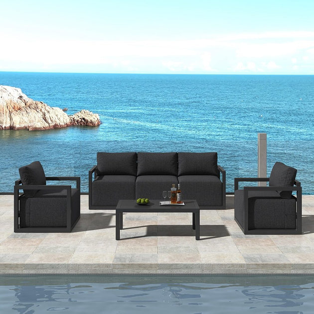 Alfresco 5-Seater Deep-Seated Patio Set – Charcoal Grey - Shoppers Haven  - Furniture > Outdoor     