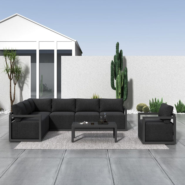 Alfresco 7-Seat Garden Lounge Set – Charcoal Grey - Shoppers Haven  - Furniture > Outdoor     