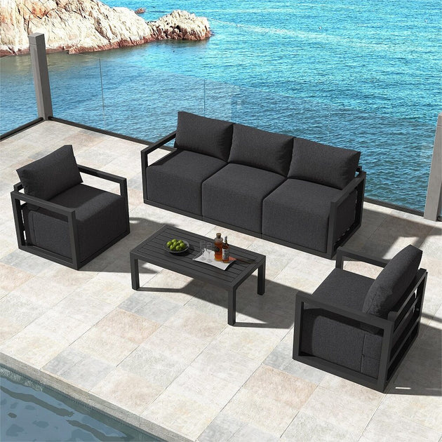 Alfresco 5-Seater Deep-Seated Patio Set – White - Shoppers Haven  - Furniture > Outdoor     