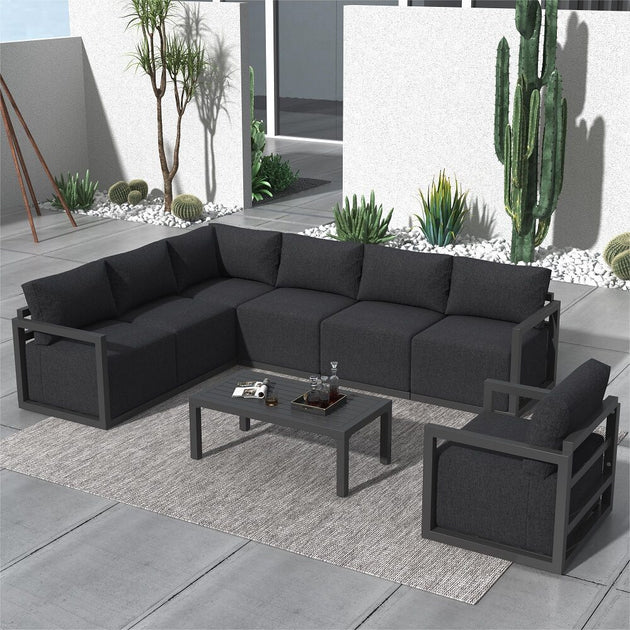 Alfresco 7-Seat Garden Lounge Set – White - Shoppers Haven  - Furniture > Outdoor     