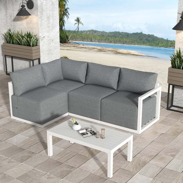 Four-Seat Alfresco Harmony Set – White - Shoppers Haven  - Furniture > Outdoor     