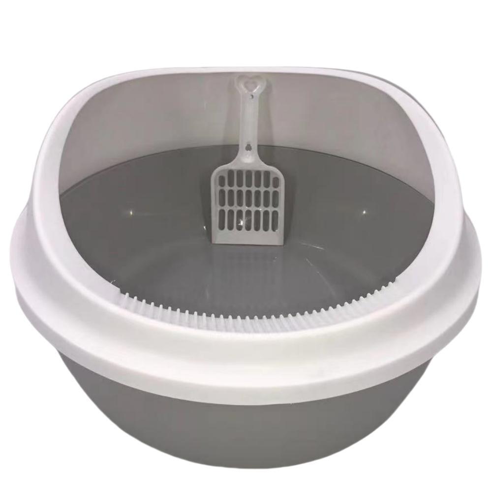 YES4PETS 2 x Grey Round Portable Cat Toilet Litter Box Tray with Scoop - Shoppers Haven  - Pet Care > Cat Supplies     