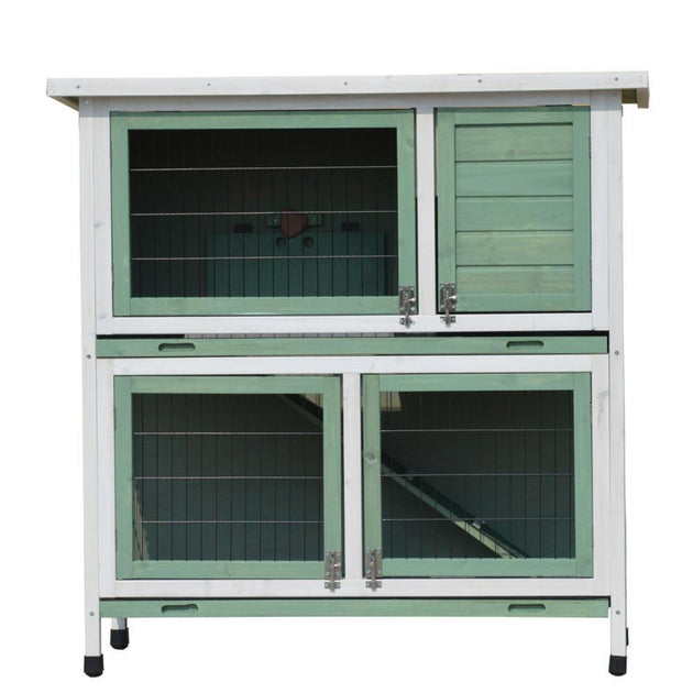 YES4PETS Green Large Double Storey Rabbit Hutch Guinea Pig Ferret Cage - Shoppers Haven  - Pet Care > Coops & Hutches     