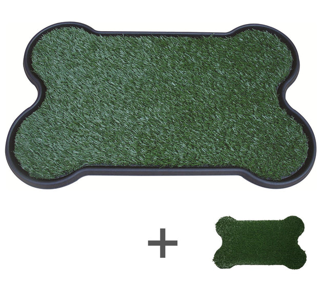YES4PETS Dog Puppy Toilet Grass Potty Training Mat Loo Pad Bone Shape Indoor with 2 grass - Shoppers Haven  - Pet Care > Dog Supplies     