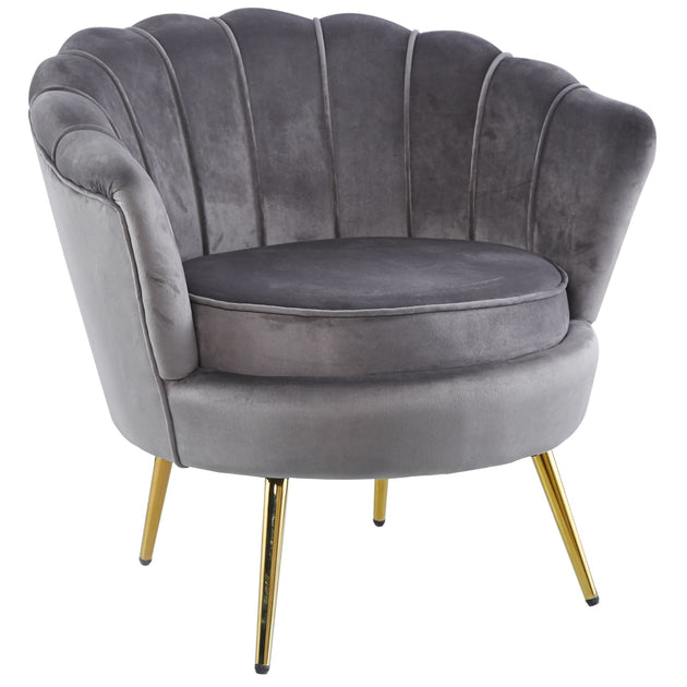 Bloomer Velvet Fabric Accent Sofa Love Chair - Grey - Shoppers Haven  - Furniture > Sofas     