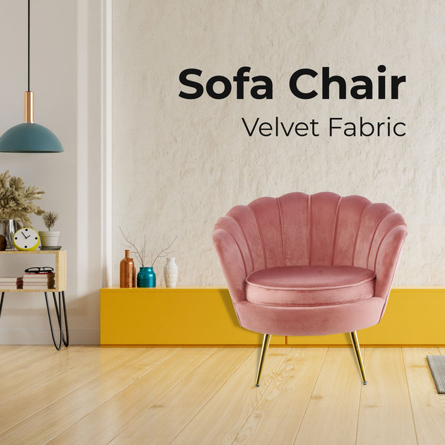 Bloomer Velvet Fabric Accent Sofa Love Chair - Rose Pink - Shoppers Haven  - Furniture > Sofas     