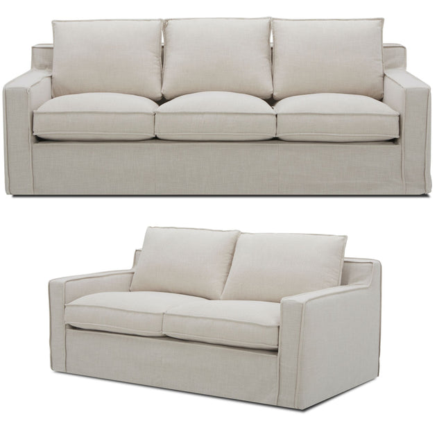 Plushy 2 + 3 Seater Sofa Set Fabric Uplholstered Lounge Couch - Stone - Shoppers Haven  - Furniture > Sofas     