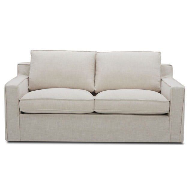 Plushy 2 Seater Sofa Fabric Uplholstered Lounge Couch - Stone - Shoppers Haven  - Furniture > Sofas     