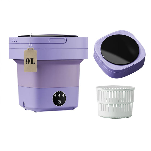 Mini 8L Portable Foldable Washing Machine Washer for Underwear Baby Clothes Camping Travel Purple - Shoppers Haven  - Appliances > Washers & Dryers     