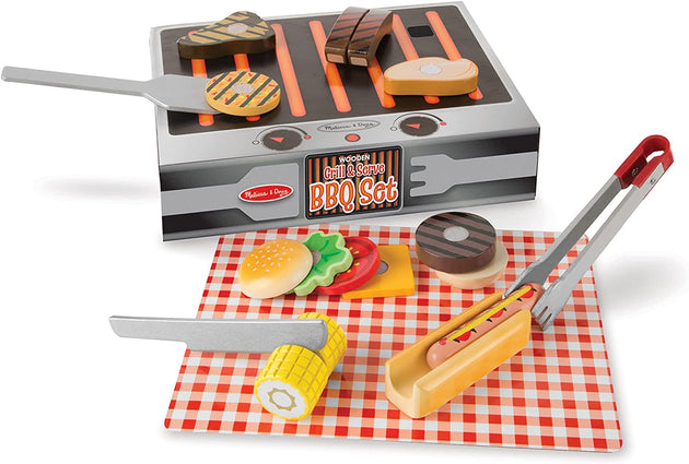 Melissa & Doug Wooden Grill & Serve BBQ Set - Shoppers Haven  - Baby & Kids > Toys     