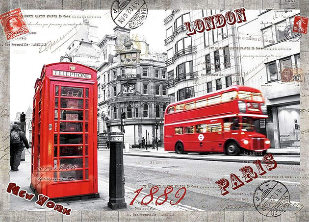 Jigsaw Puzzles 1000 Pieces for Adults London Impression Red Bus Telephone Booth Large Difficult Puzzles - Shoppers Haven  - Baby & Kids > Toys     