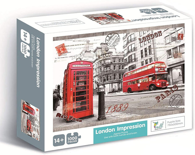 Jigsaw Puzzles 1000 Pieces for Adults London Impression Red Bus Telephone Booth Large Difficult Puzzles - Shoppers Haven  - Baby & Kids > Toys     