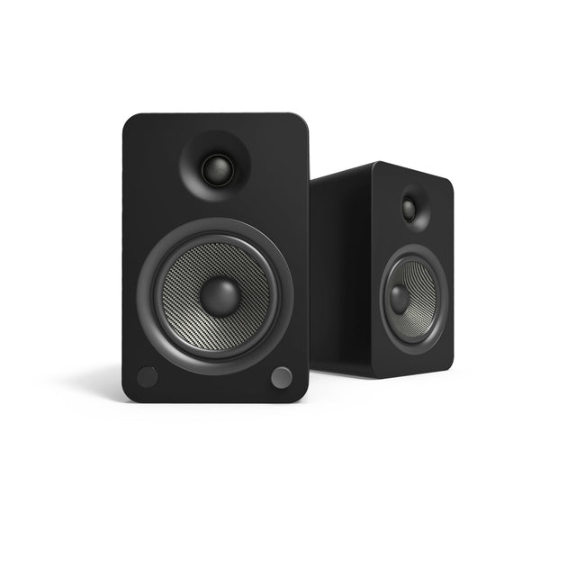Kanto YU6 200W Powered Bookshelf Speakers with Bluetooth® and Phono Preamp - Pair, Matte Black with SX22 Black Stand Bundle - Shoppers Haven  - Audio & Video > Speakers     