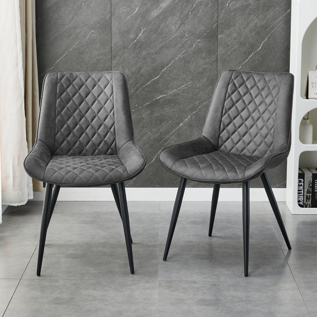 Tyler Fabric Chair (Set of 2) - Grey - Shoppers Haven  - Furniture > Dining     