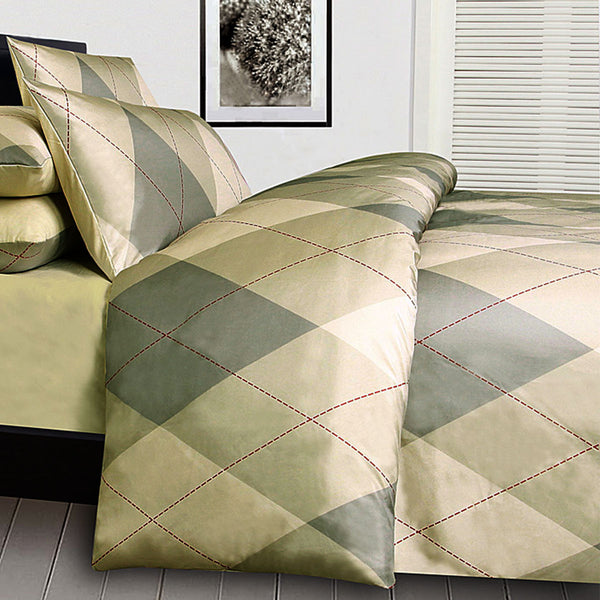 Big Sleep Argyles Beige Quilt Cover Set Single - Shoppers Haven  - Home & Garden > Bedding     