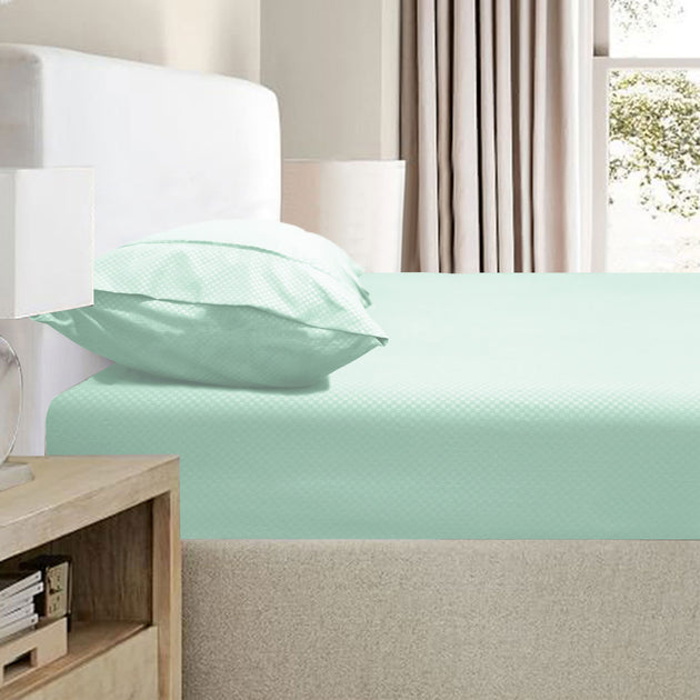 Ramesses 2000TC Bamboo Embossed Fitted Sheet Combo Set Aqua King Single - Shoppers Haven  - Home & Garden > Bedding     