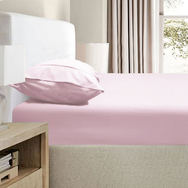 Ramesses 2000TC Bamboo Embossed Fitted Sheet Combo Set Pink King - Shoppers Haven  - Home & Garden > Bedding     