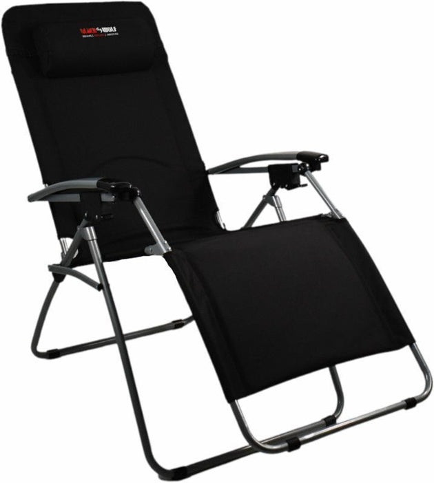 BlackWolf Folding Reclining Lounger Chair Quick Fold Down - Jet Black - Shoppers Haven  - Outdoor > Camping     