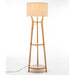 168cm Large Bamboo Wooden Tripod Floor Lamp Light Modern Linen Shade w Shelves - Shoppers Haven  - Home & Garden > Lighting     