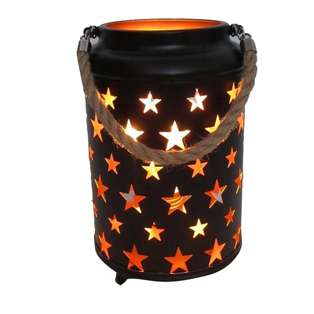 20cm Starry LED Lantern Light with Rope Handle Star Bedside Table Desk Lamp - Shoppers Haven  - Outdoor > Camping     