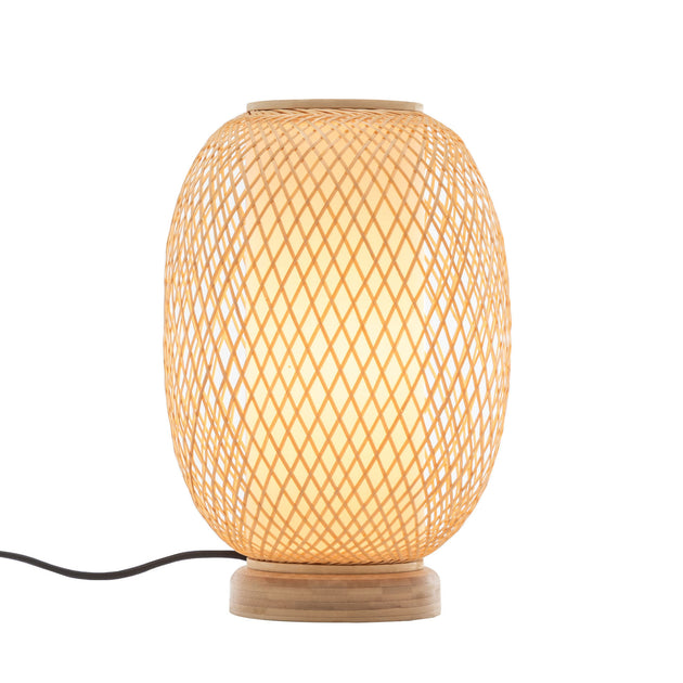Natural Woven Bamboo Oval Table Lamp Light Shade Boho Tropical Coastal - Shoppers Haven  - Home & Garden > Lighting     