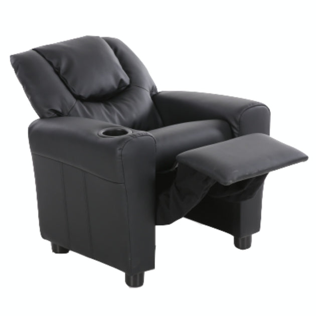 Oliver Kids Recliner Chair Sofa Children Lounge Couch PU Armchair - Black - Shoppers Haven  - Furniture > Sofas     