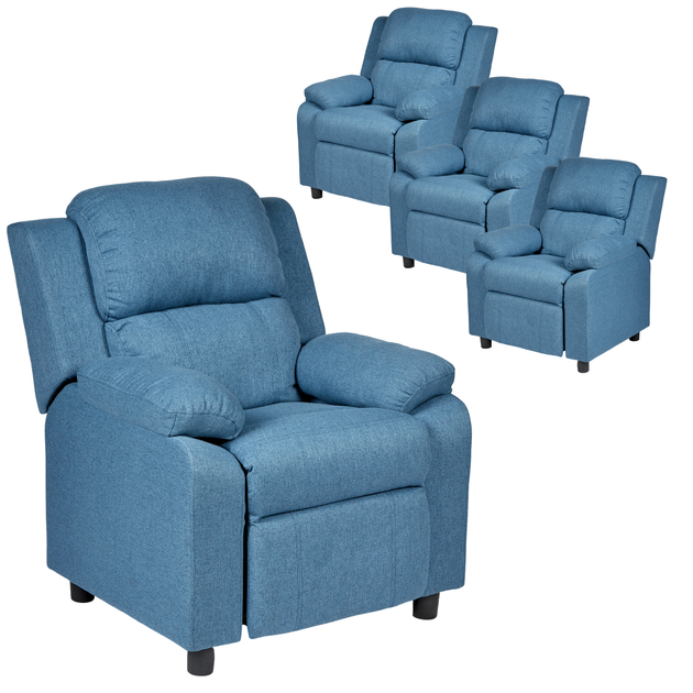 1 Set of 4 Erika Navy Blue Adult Recliner Sofa Chair Blue Lounge Couch Armchair Furniture - Shoppers Haven  - Furniture > Bar Stools & Chairs     