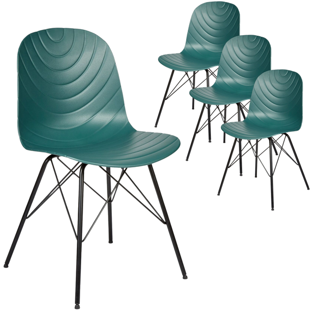Set of 4 Modern Republica Dining Chair Office Furniture Seat Scandi Dark Green - Shoppers Haven  - Furniture > Bar Stools & Chairs     