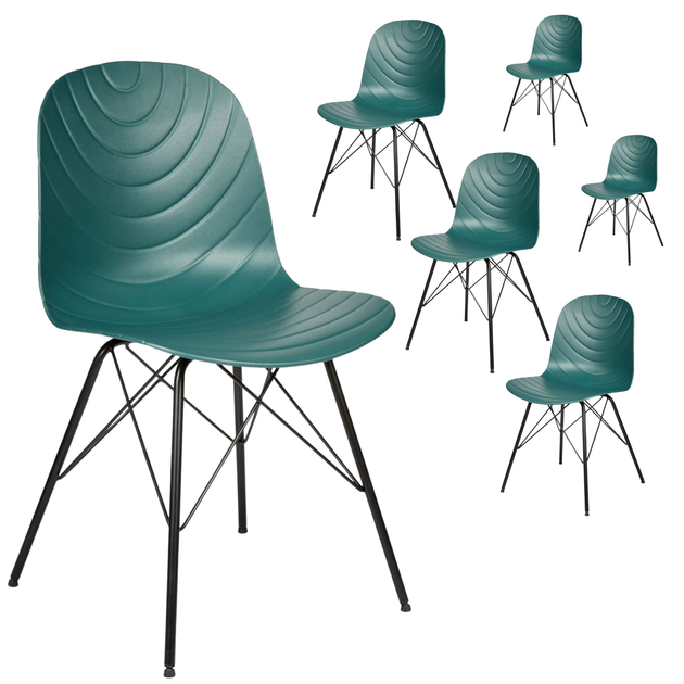 Set of 6 Modern Republica Dining Chair Office Furniture Seat Scandi Dark Green - Shoppers Haven  - Furniture > Bar Stools & Chairs     