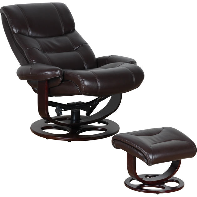 Julio Faux Leather Premium Reclining Lounge Arm Chair w/ Ottoman Swivel Sofa - Shoppers Haven  - Furniture > Bar Stools & Chairs     