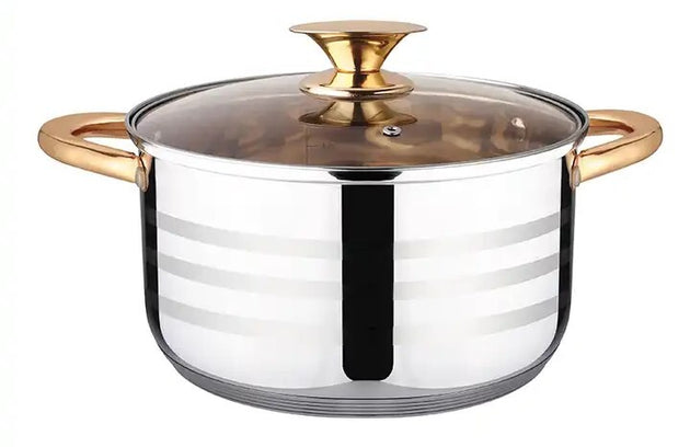 Kaisa Villa 5.8 Litre Casserole Pot Stainless Steel Induction Cooking Stock Stew - Shoppers Haven  - Home & Garden > Kitchenware     