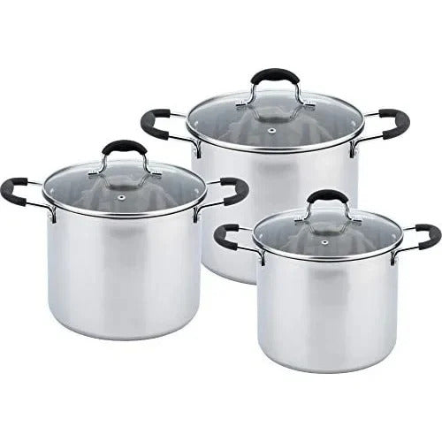 Rossner Stainless Steel Induction Cookware Set Casserole Stockpot - 3 Pots with Lids - Shoppers Haven  - Home & Garden > Kitchenware     