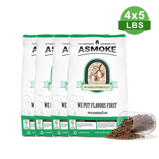 Asmoke 2.5kg X 8 (19 KG) OF 100% PURE APPLEWOOD PELLETS - Shoppers Haven  - Home & Garden > BBQ     