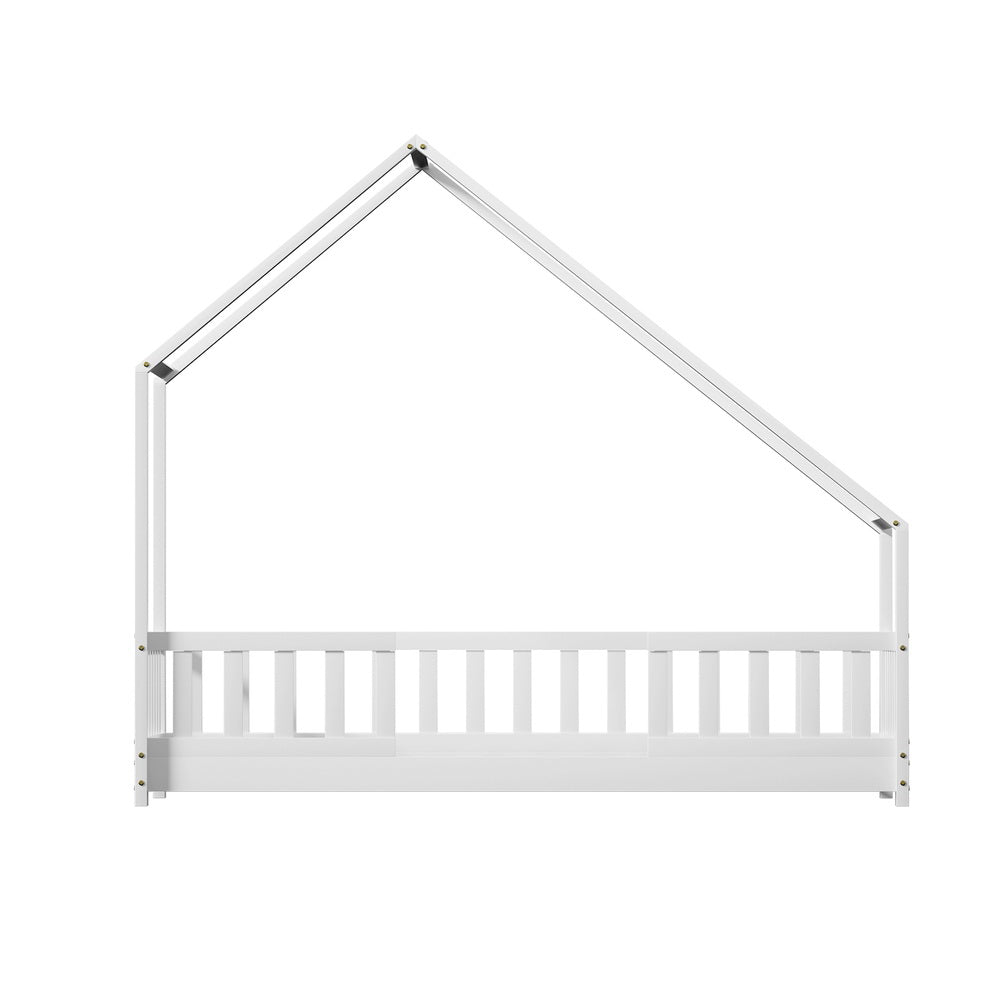 Artiss Bed Frame Wooden Kids House Single Frame White PAVO - Shoppers Haven  - Furniture > Bedroom     
