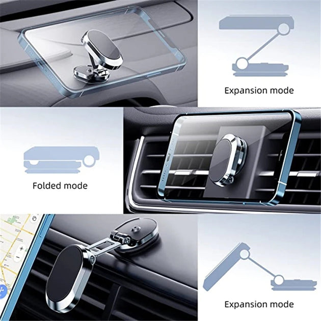 Rotate Metal Magnetic Car Phone Holder Foldable Universal Mobile Phone Stand - Shoppers Haven  - Holder&Stand     