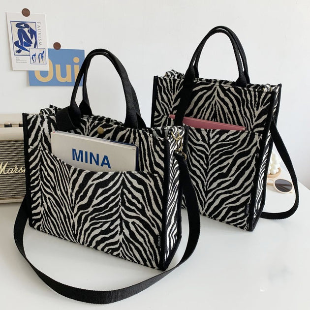 Thickened Zebra Canvas Bag - Shoppers Haven  - Totes     