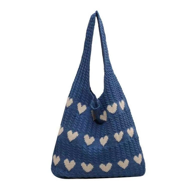Large Capacity Heart-shaped Knitted Tote - Shoppers Haven  - Totes     