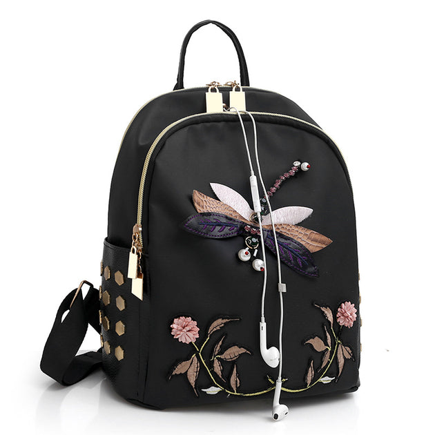 Literary Style Embroidery Waterproof Large Capacity Ultra-light Leisure Travel Oxford Backpack - Shoppers Haven  - Fashion Backpack     