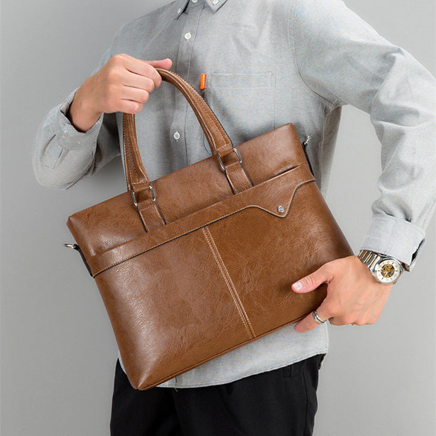 Business Horizontal Leather Briefcase - Shoppers Haven  - Briefcase     
