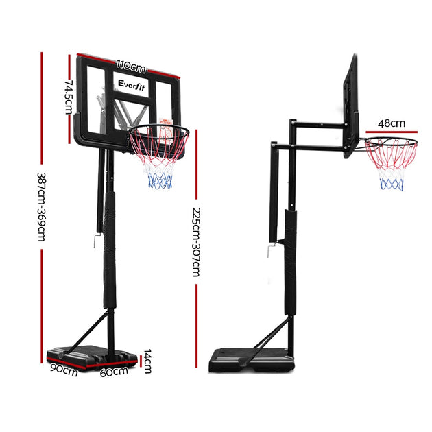 Everfit 3.05M Basketball Hoop Stand System Adjustable Height Portable Pro Black - Shoppers Haven  - Sports & Fitness > Basketball & Accessories     