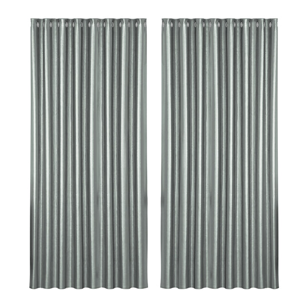 Artiss 2X Blockout Curtains Blackout Window Curtain Eyelet 300x230cm Grey Shine - Shoppers Haven  - Home & Garden > Curtains     