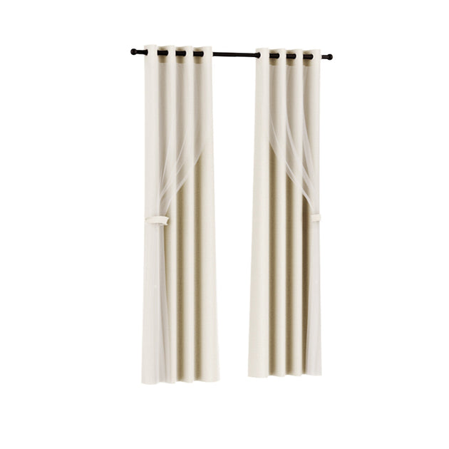Artiss 2X 132x274cm Blockout Sheer Curtains Beige - Shoppers Haven  - Home & Garden > Curtains     
