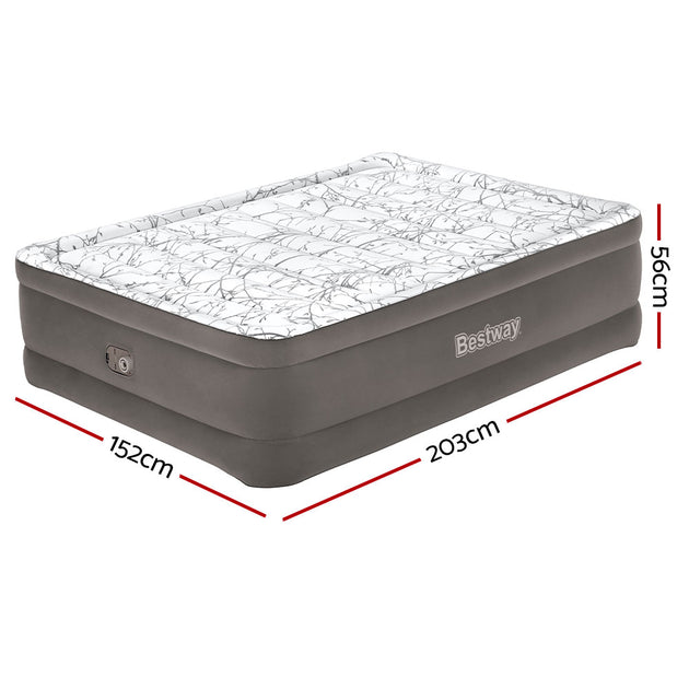 Bestway Air Mattress Bed Queen Size Inflatable Flocked Camping Beds 56CM - Shoppers Haven  - Home & Garden > Inflatable Mattress     