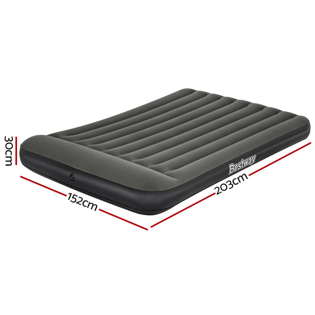 Bestway Air Mattress Queen Bed Inflatable Flocked Camping Beds 30CM - Shoppers Haven  - Home & Garden > Inflatable Mattress     