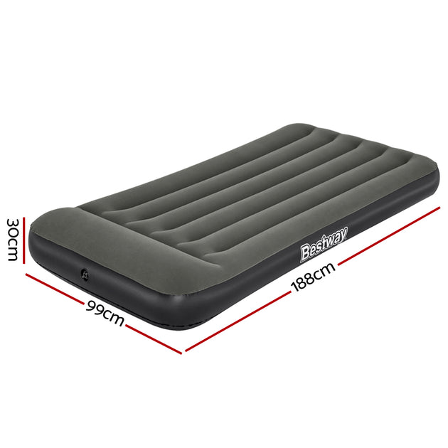 Bestway Air Mattress Single Bed Inflatable Flocked Camping Beds 30CM - Shoppers Haven  - Home & Garden > Inflatable Mattress     