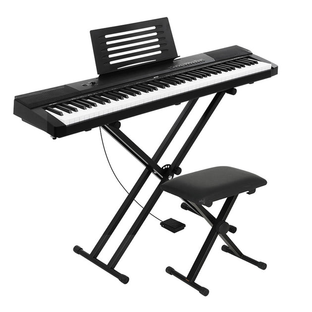 Alpha 88 Keys Electronic Piano Keyboard Digital Electric w/ Stand Stool Pedal - Shoppers Haven  - Audio & Video > Musical Instrument & Accessories     