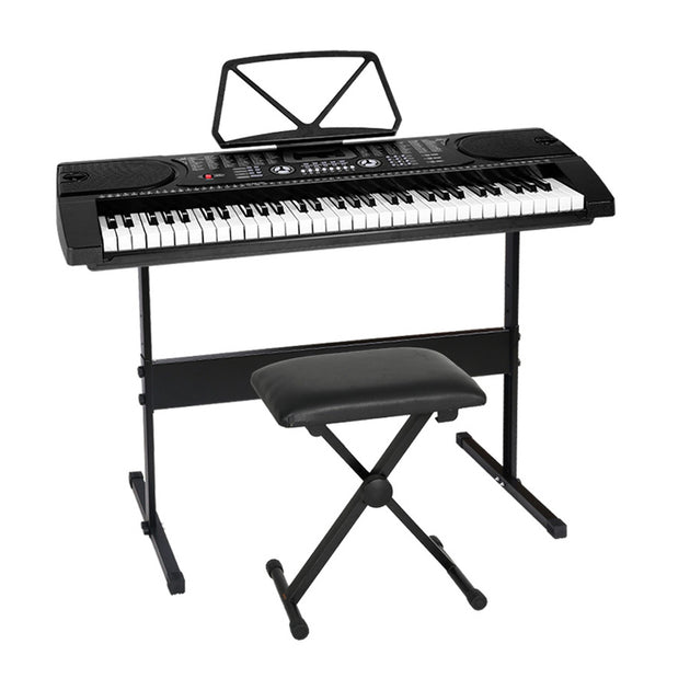 Alpha 61 Keys Electronic Piano Keyboard Digital Electric w/ Stand Stool Black - Shoppers Haven  - Audio & Video > Musical Instrument & Accessories     
