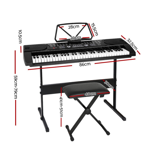 Alpha 61 Keys Electronic Piano Keyboard Digital Electric w/ Stand Stool Black - Shoppers Haven  - Audio & Video > Musical Instrument & Accessories     