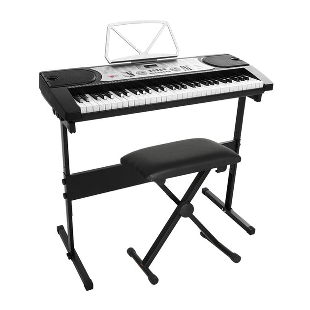Alpha 61 Keys Electronic Piano Keyboard Digital Electric w/ Stand Stool Silver - Shoppers Haven  - Audio & Video > Musical Instrument & Accessories     