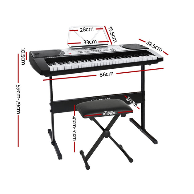 Alpha 61 Keys Electronic Piano Keyboard Digital Electric w/ Stand Stool Silver - Shoppers Haven  - Audio & Video > Musical Instrument & Accessories     